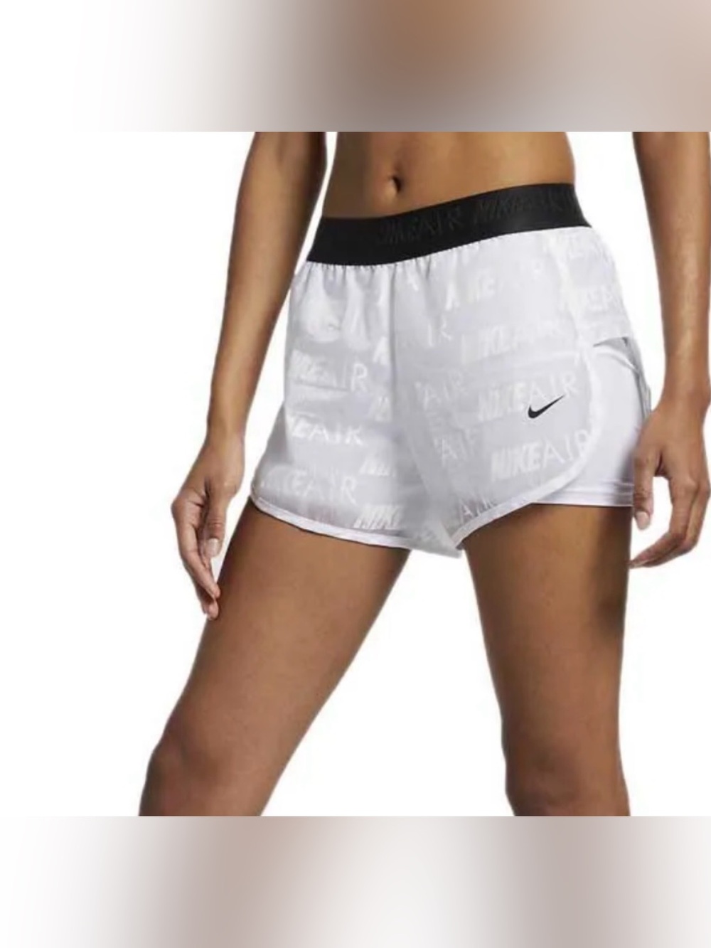 Nike Air Women's White Running Activewear Shorts with Black Waistband size M